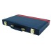Backgammon 38 cm blauw m.rode bies.