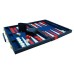 Backgammon 38 cm blauw m.rode bies.