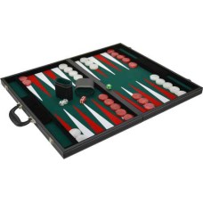 Backgammonkoffer zwart/groen ingel.53x6 cm