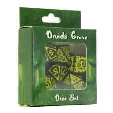 Dobbelstenen Set Druide Zwart/Geel 7 delig.