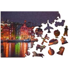 Wooden puzzle Amsterdam by night XL 600