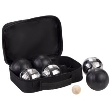 Jeu de Boules 6 bals zwart/chroom in tas