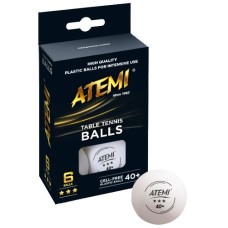 Tafeltennisbal ATEMI 3 ster wit/6 st.ds.