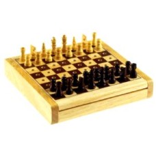 Schaakspel insteek Pocket Chess 12x12 cm.