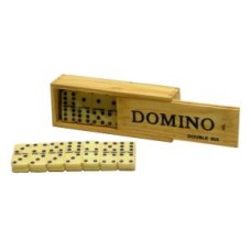 Domino dubbel 6 dun,steen wit m.pen kist