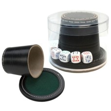 Pokerbeker Leder 9cm.+ Deksel+ Pokerstenen