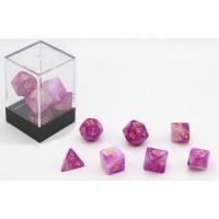 Dobbelstenen Stardust Paars/Wit 7set