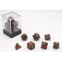 Dobbelstenen Bloodspatter Zwart 7 set
