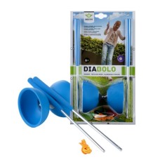 Diabolo Blauw Rubber Aluminium stokken, blister